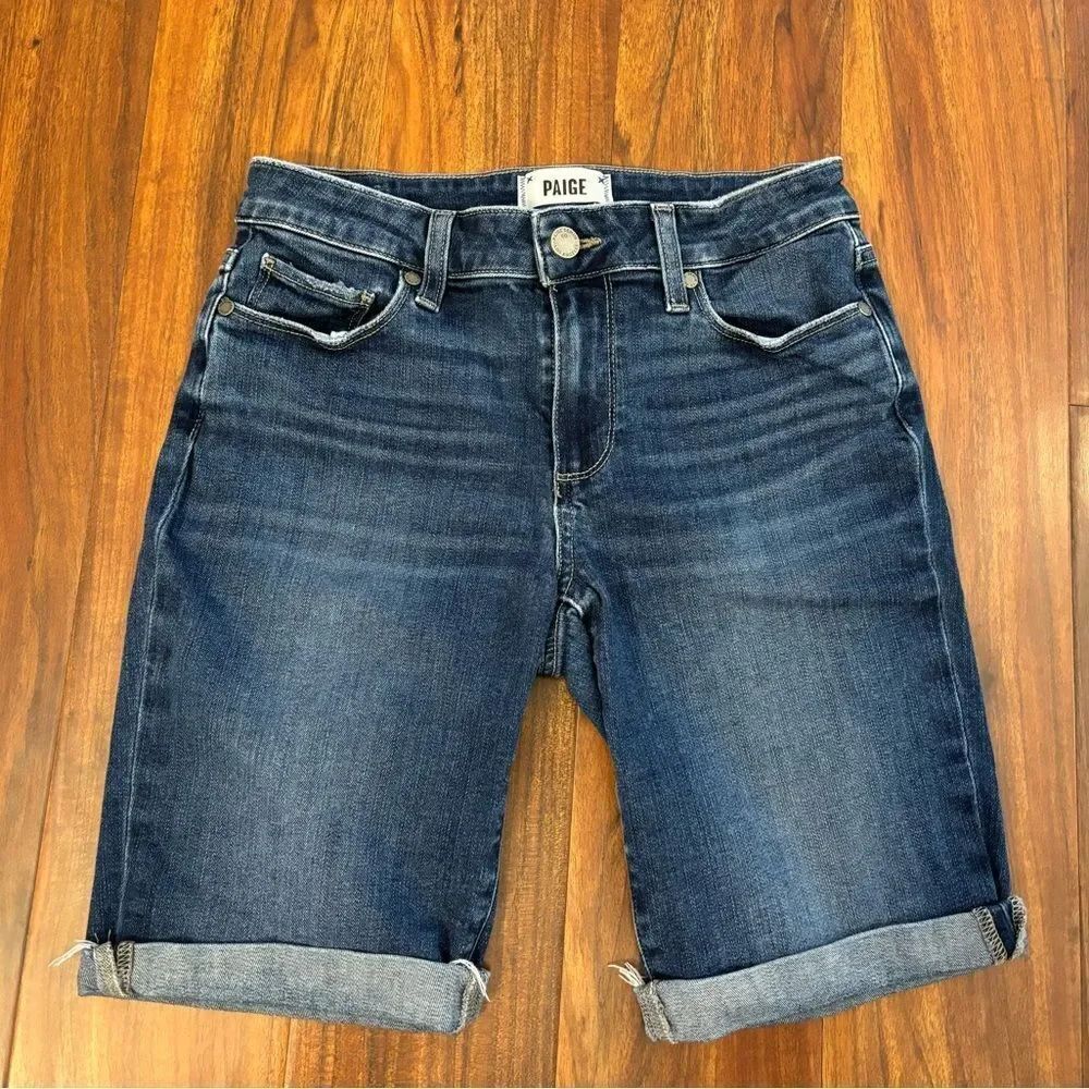 Paige Jax Knee Denim Bermuda Shorts